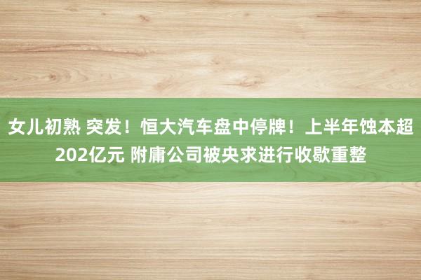 女儿初熟 突发！恒大汽车盘中停牌！上半年蚀本超202亿元 附庸公司被央求进行收歇重整