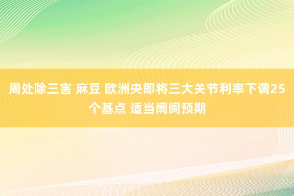 周处除三害 麻豆 欧洲央即将三大关节利率下调25个基点 适当阛阓预期