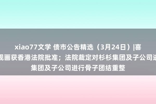 xiao77文学 债市公告精选（3月24日）|喜兆业离岸债重组规画获香港法院批准；法院裁定对杉杉集团及子公司进行骨子团结重整